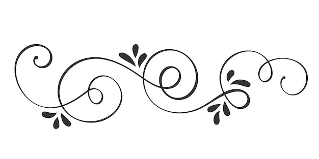 Vector Hand Drawn Calligraphic Spring Flourish Design Elements Floral light style decor for web