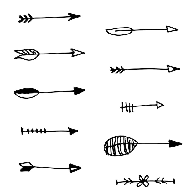 Vector hand drawn collection of arrows