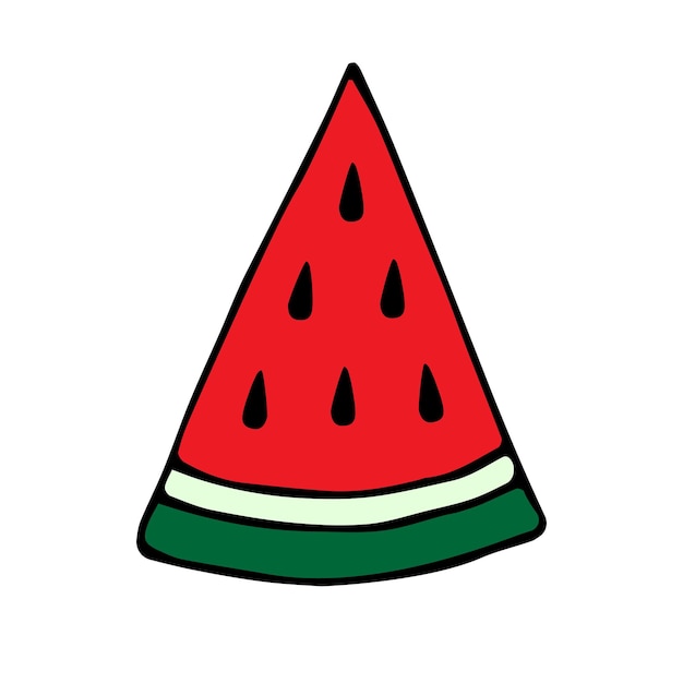 Vector hand drawn colored watermelon slice