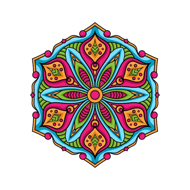 Vector hand drawn colorful mandala Decorative elements Colorful pattern