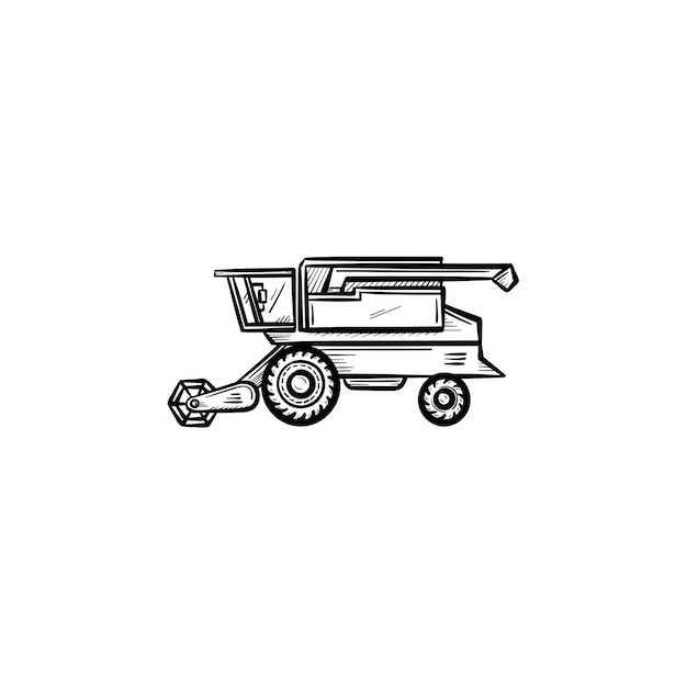 Vector hand drawn Combine harvester outline doodle icon. Combine harvester sketch illustration for print, web, mobile and infographics isolated on white background.