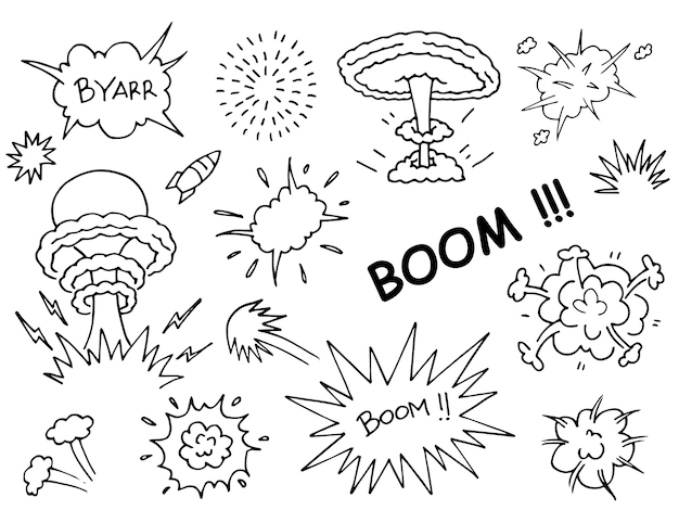 Vector hand drawn comic elements doodlesvector illustration