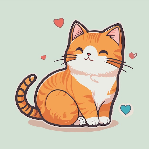 Vector hand drawn cute cat illustration