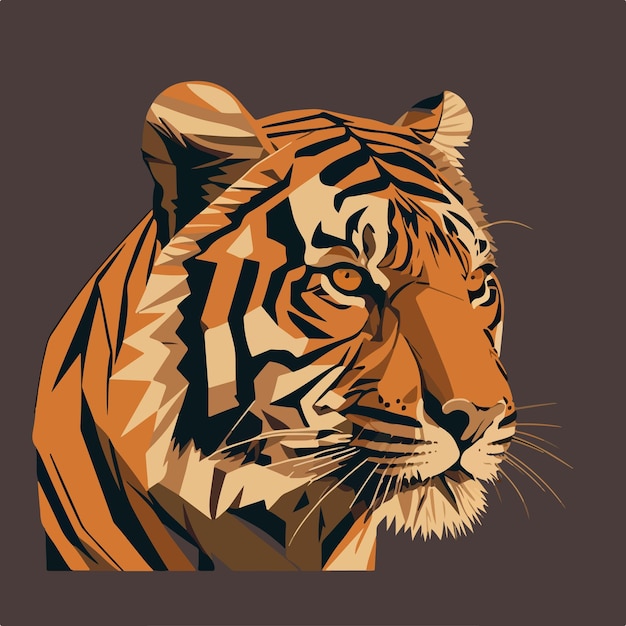 Vector hand-drawn design tiger flat illustration