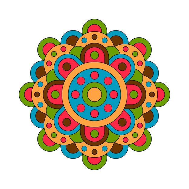 Vector hand drawn doodle mandala colorful ornament