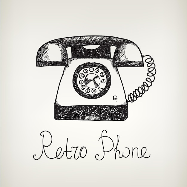 Vector hand drawn doodle retro phone