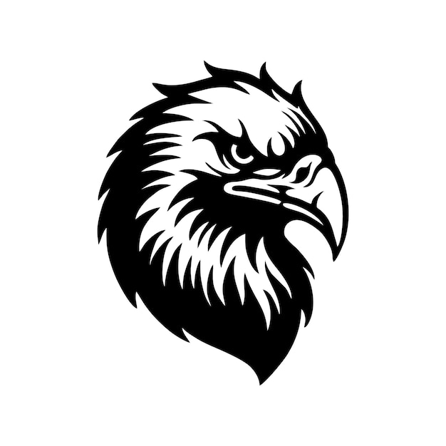 Vector Hand drawn eagle head logo Icon mascot White Background