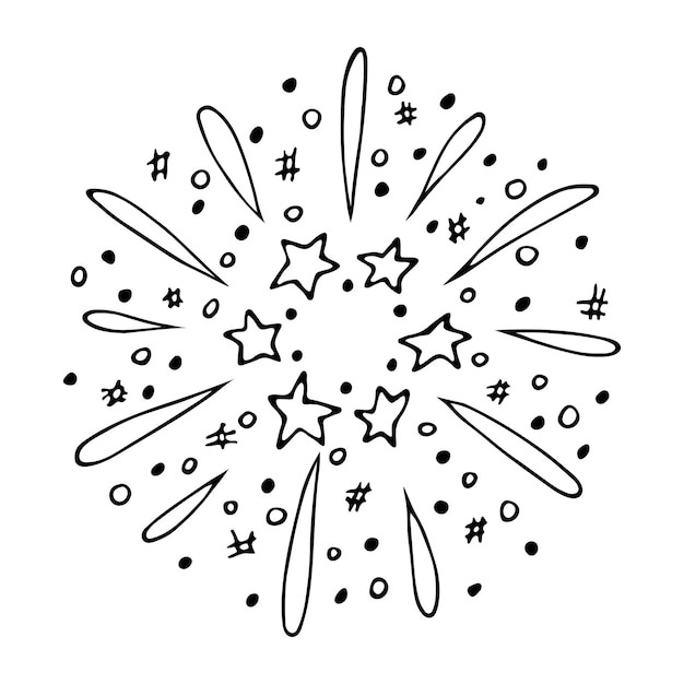 Vector hand drawn firework illustration Cute holiday clipart