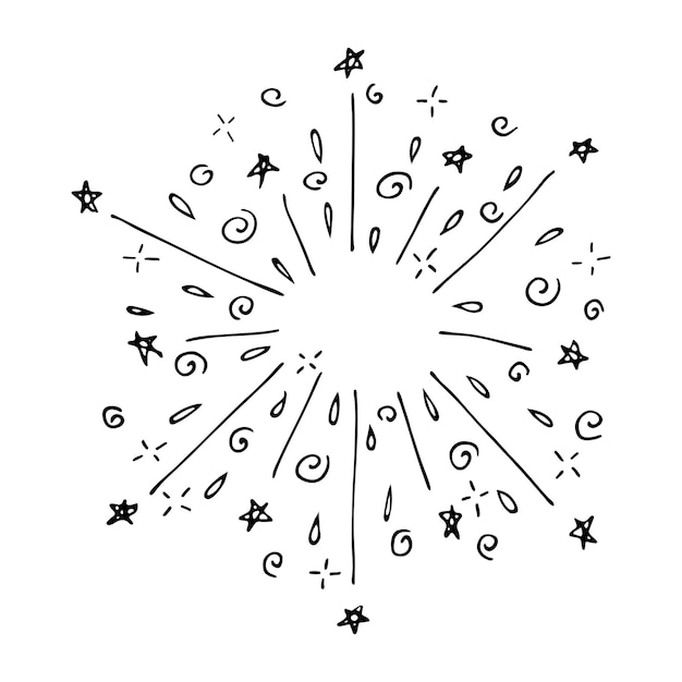 Vector hand drawn firework illustration Cute holiday clipart