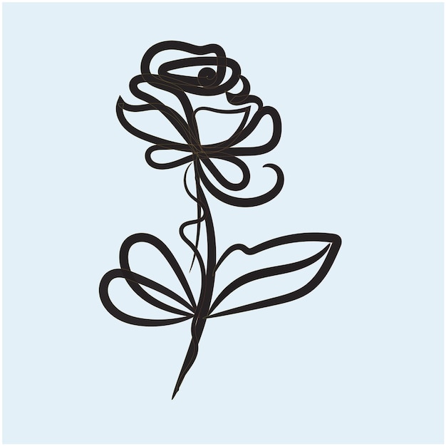 vector hand drawn flat design simple flower outline