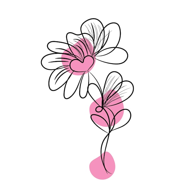 vector hand drawn flat design simple flower outline