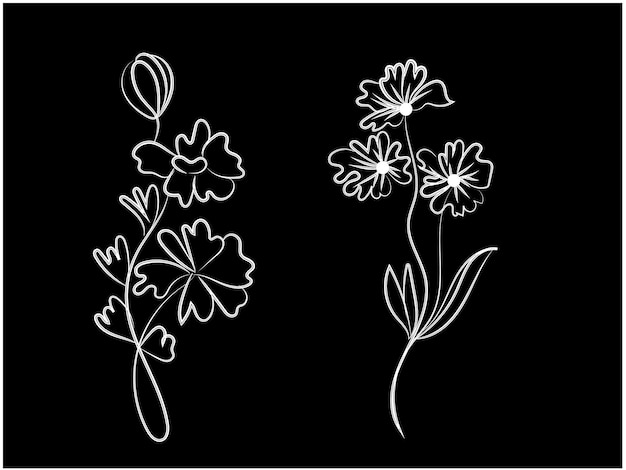 vector hand drawn flat design simple flower outline