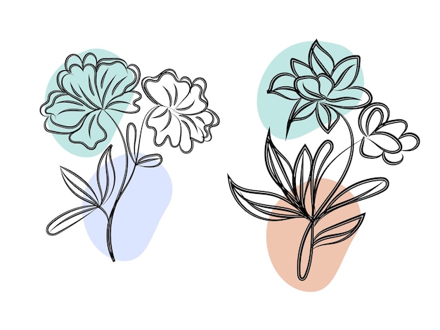 vector hand drawn flat design simple flower outline