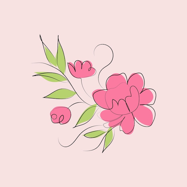 Vector hand drawn floral decorative elements