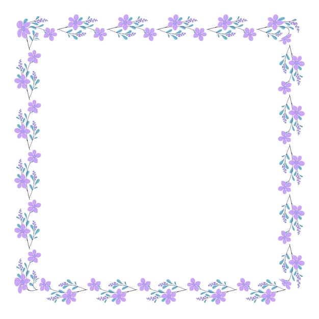 Vector hand drawn floral frame on white background