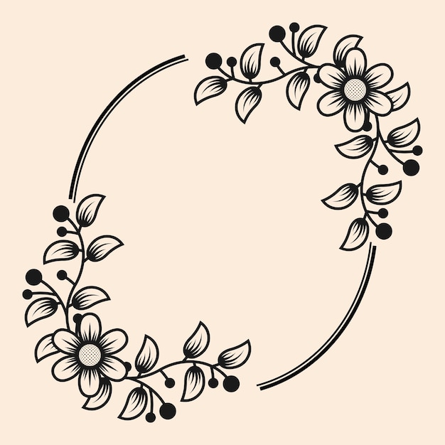 vector hand drawn floral frame