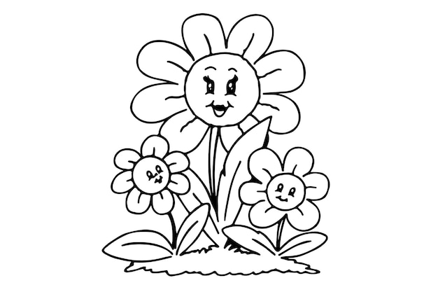 vector hand drawn flower line art illustration