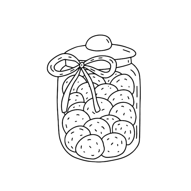 Vector hand drawn glass jar full of cookies isolated Doodle glass jar with cookies clip art