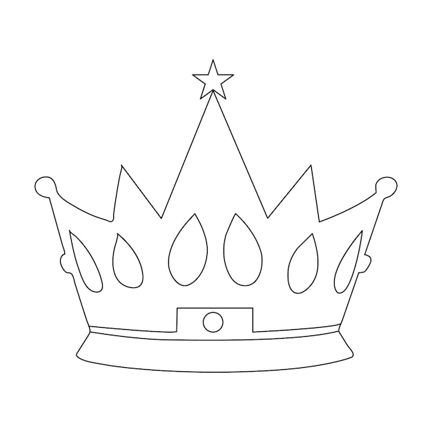 Vector hand drawn king crown set with diamond hand drawn illustration one line art