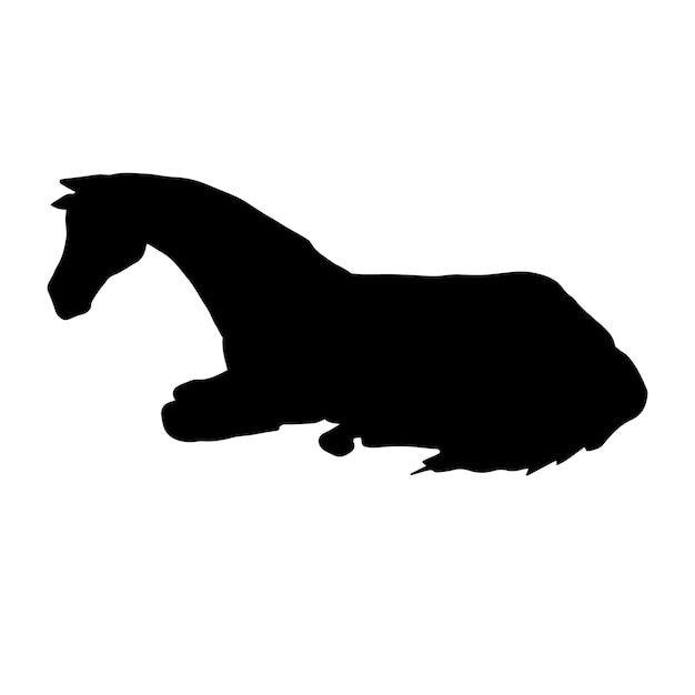 Vector hand drawn laying horse silhouette