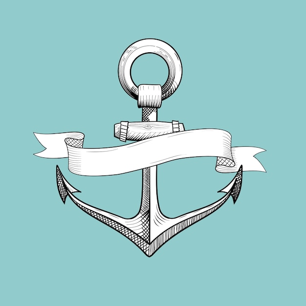 Vector hand drawn nautical anchor