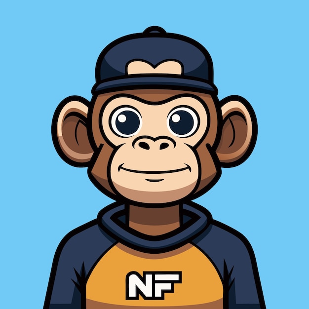 Vector vector hand drawn nft style ape illustration