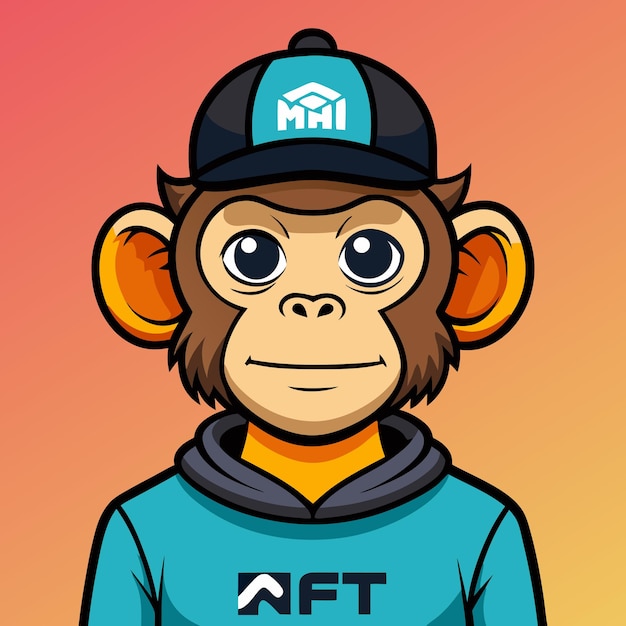 Vector vector hand drawn nft style ape illustration