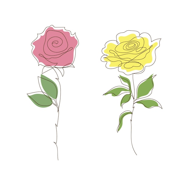 Vector hand drawn one line rose illustration