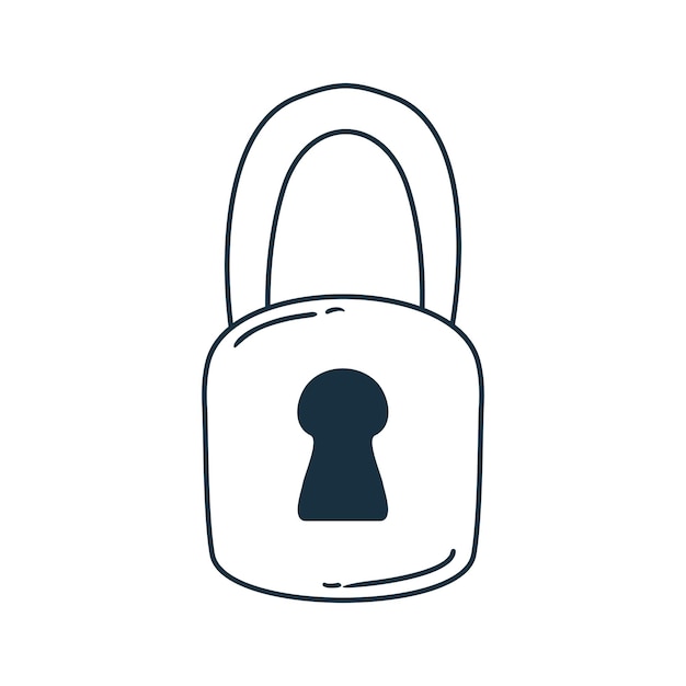 Vector hand drawn padlock icon illustration doodle