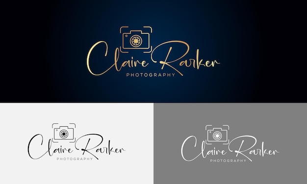 Vector hand drawn photography logo design template signature logo concept