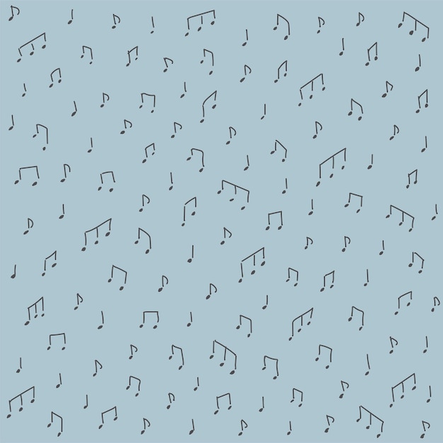 Vector Hand Drawn Seamless Music Notes Pattern Background with Doodled Eight Quarter  tuplet notes