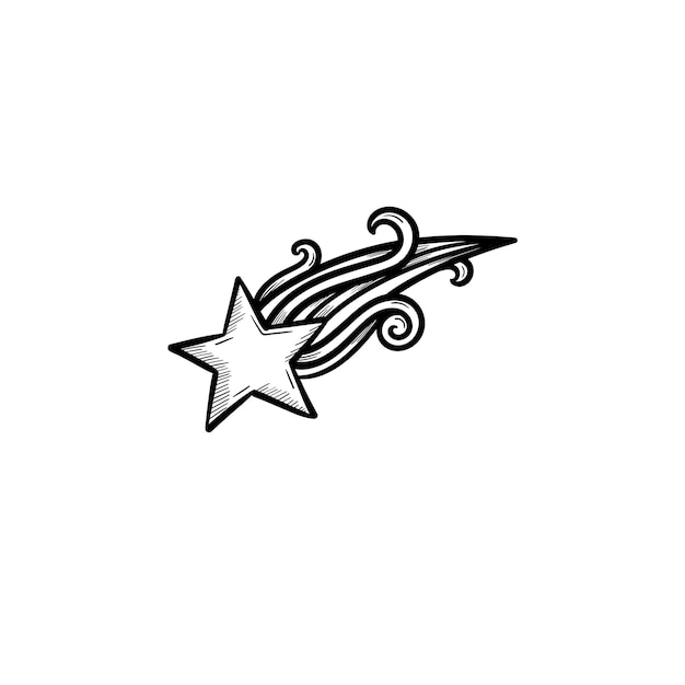 Vector hand drawn shooting star outline doodle icon. Shooting star sketch illustration for print, web, mobile and infographics isolated on white background.