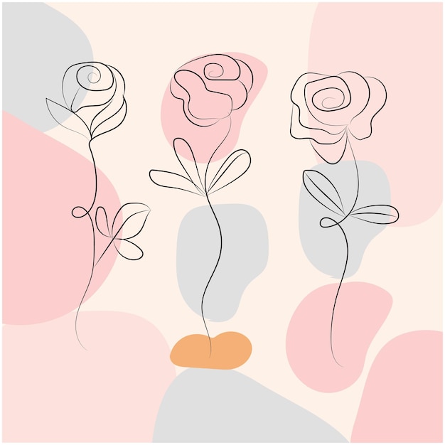 vector hand drawn simple flower outline illustration