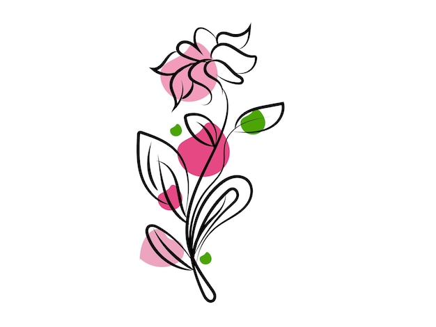 vector hand drawn simple flower outline illustration