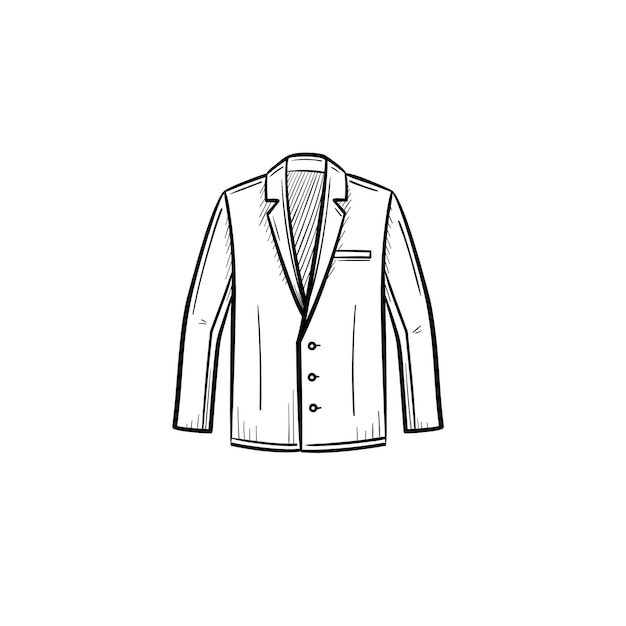 Vector hand drawn suit jacket outline doodle icon. Suit jacket sketch illustration for print, web, mobile and infographics isolated on white background.