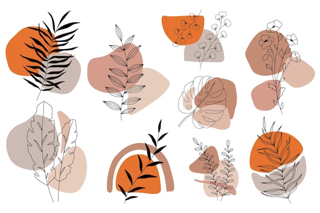 Vector hand drawn terracotta boho elements for decoration