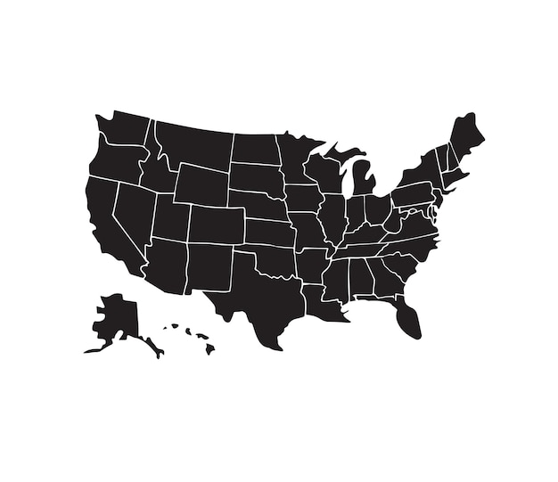 Vector hand drawn USA states political map