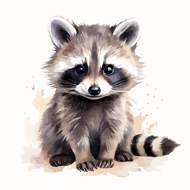 Vector vector hand drawn watercolor of a raccoon