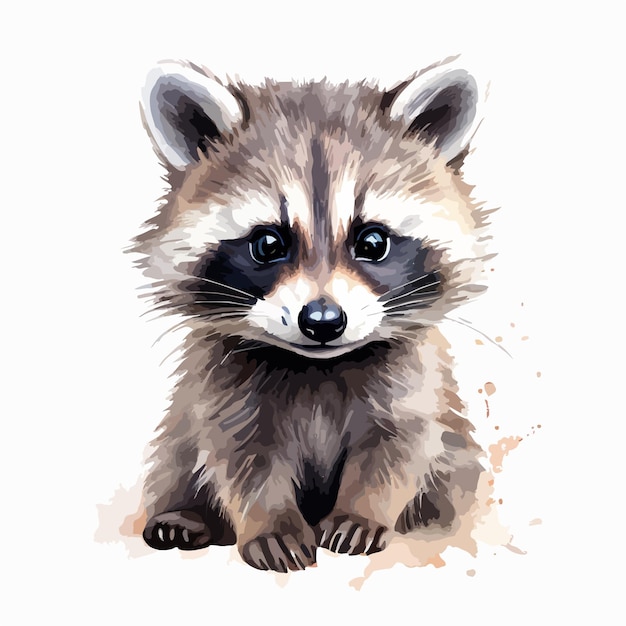 Vector vector hand drawn watercolor of a raccoon