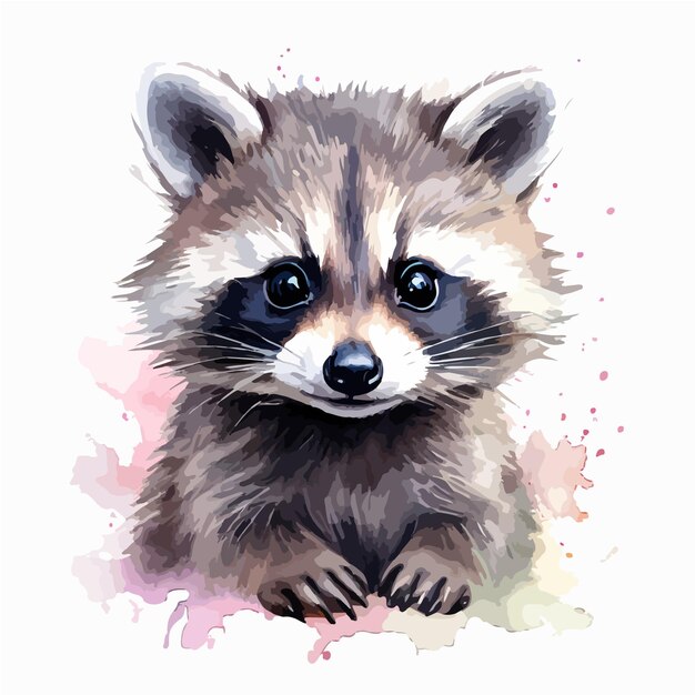 Vector vector hand drawn watercolor of a raccoon