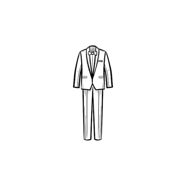 Vector hand drawn wedding suit outline doodle icon. Clothes sketch illustration for print, web, mobile and infographics isolated on white background.