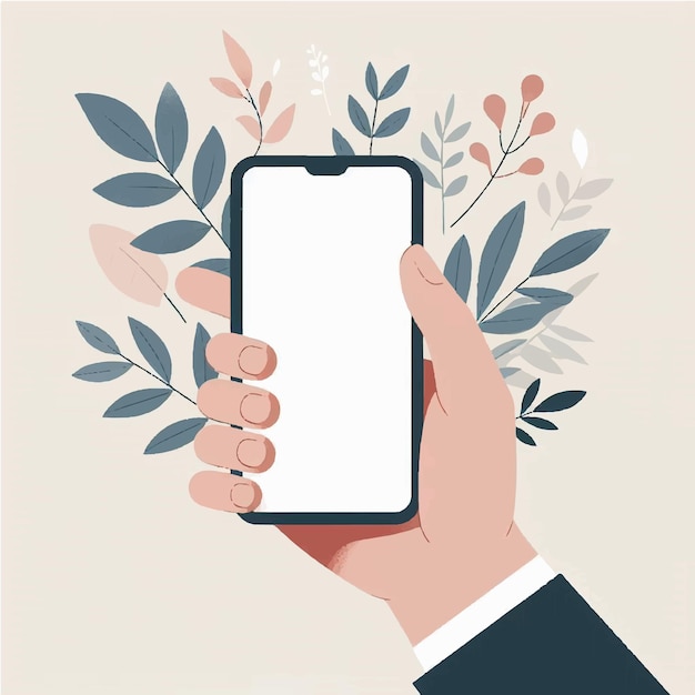 Vector hand holding mobile phone