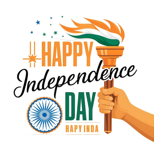 Vector a hand holding a torch with the words happy India independence day background