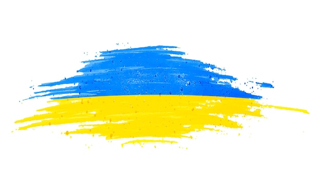 Vector hand painted ukraine flag colors isolated on white background