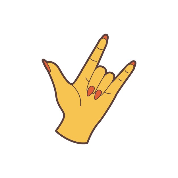 Vector vector hand in rock gesture. two fingers up. flat illustration.