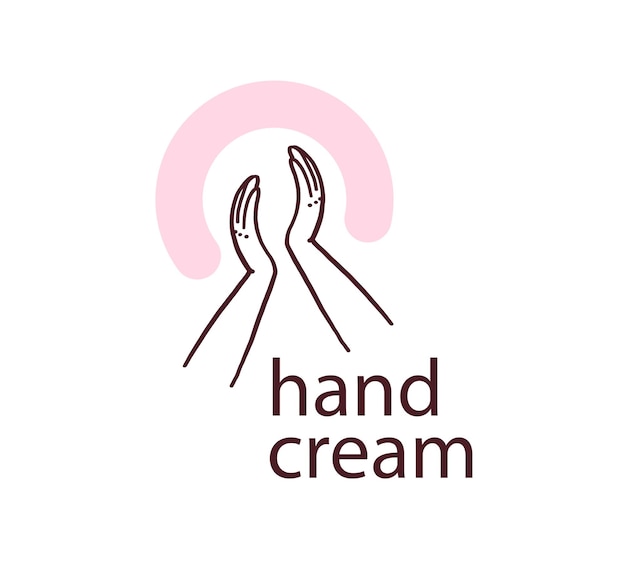 Vector hand skin care logo design concept with human lady hands illustration icon in hand drawn style isolated on light background Hand cream emblem moisturizer packaging badge body care etc