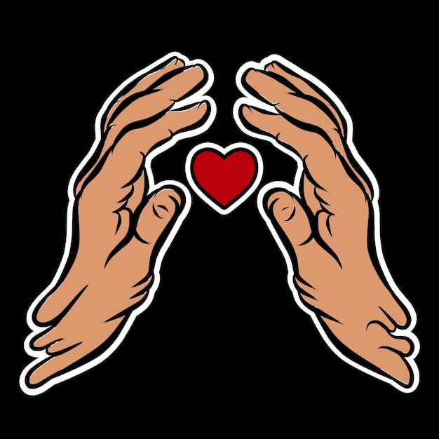 Vector hand with heart illustration