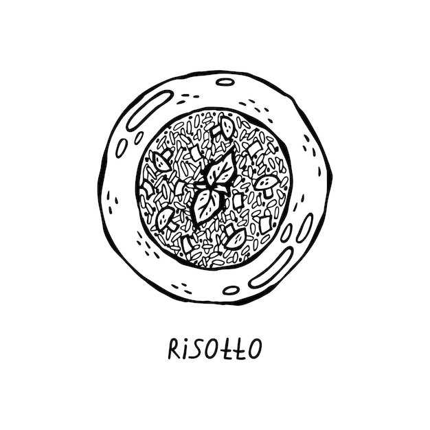 Vector handdrawn illustration of Italian cuisine Risotto