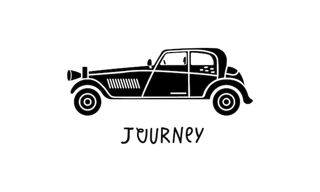 Vector handdrawn illustration of a retro car Personal vehicles