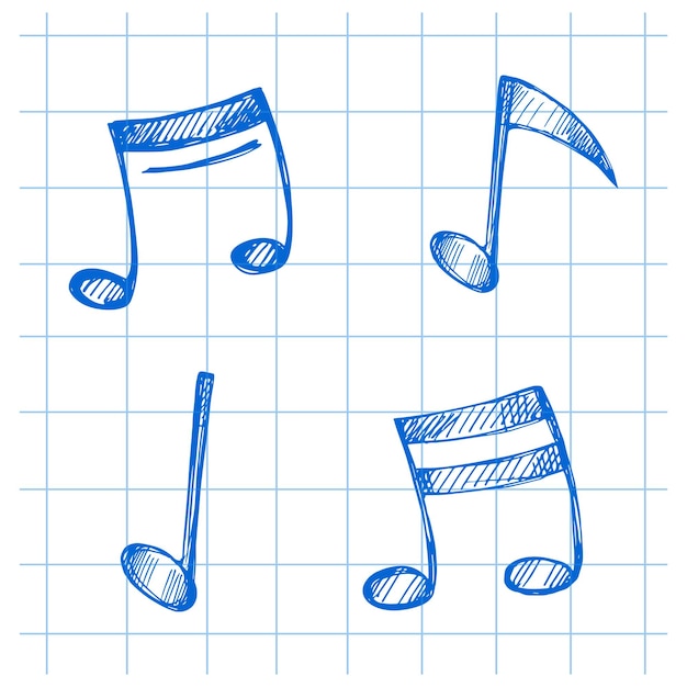 Vector vector handdrawn music illustration set detailed retro style musical note sketch